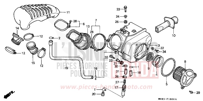 FILTRE A AIR de Africa Twin SHASTA WHITE (NH138H) 1988